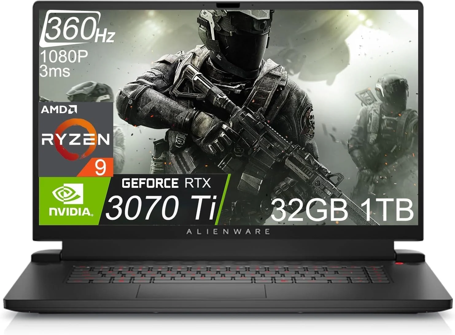 Alienware m17 R5 17.3" 360Hz FHD 1ms (AMD Ryzen 9 6900HX, 64GB DDR5 RAM, 1TB PCIe SSD, Radeon RX6850M XT 12GB (Beat RTX 3070 Ti)) RGB Backlit Gaming Laptop,Thunderbolt 4, G-SYNC, Win 11 Home -Dark